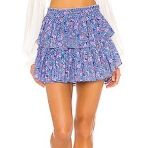 LoveShackFancy tiered mini skirt in summer blues